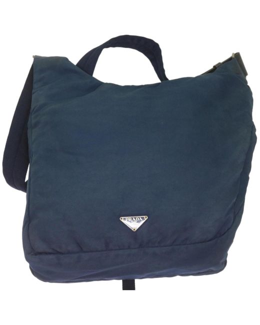 Prada Blue Re-nylon Synthetic Shoulder Bag (pre-owned)