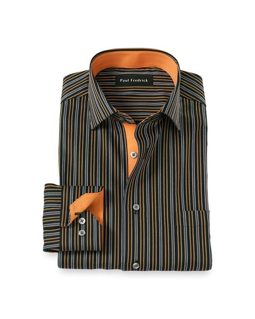 green emerald velvet dress Non-Iron Cotton Stripe Dress Shirt With Contrast Trim - Black/red main image 0