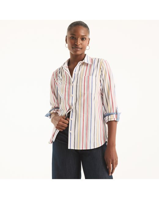 Nautica White Striped Button-down Shirt