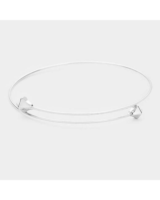 Fashnzfab White Dipped Metal Rhombus End Bracelet Rhodium