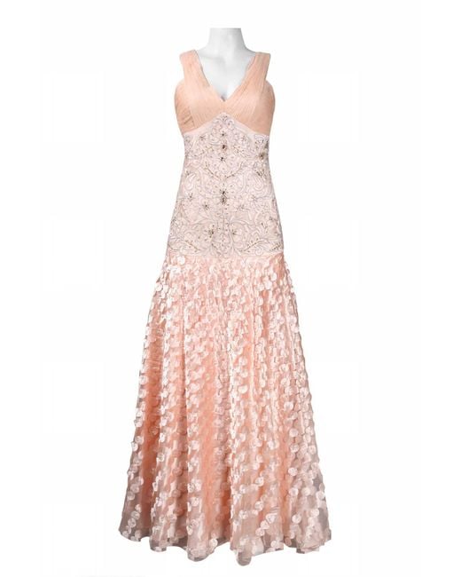 Sue Wong Pink Embellished & Applique Detail A-Line Gown