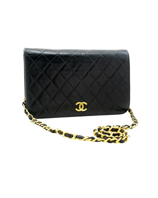 Chanel Black Full Flap Leather Shoulder Bag (pre-owned)