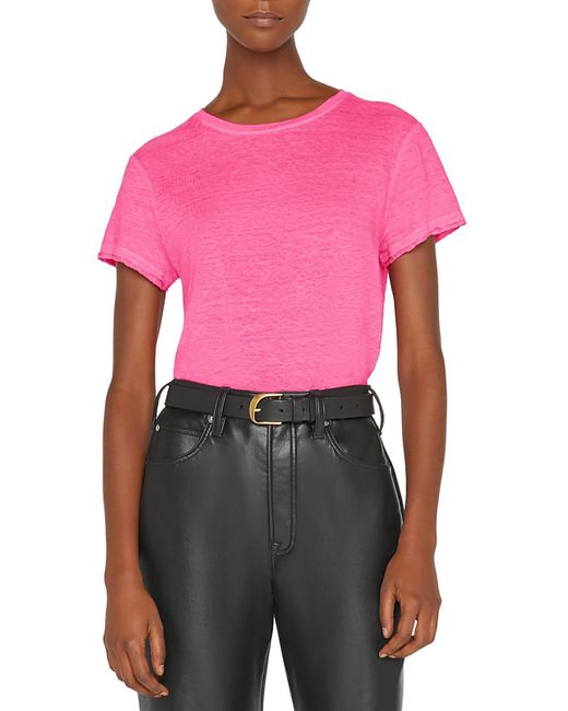 FRAME Pink Easy True Organic Linen Unhemmed T-shirt