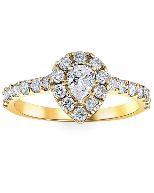 Pompeii3 Metallic 1ct Pear Shape Diamond Halo Engagement Ring