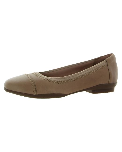 Clarks Sara Bay Faux Leather Ballet Slip-on Shoes in Brown | Lyst