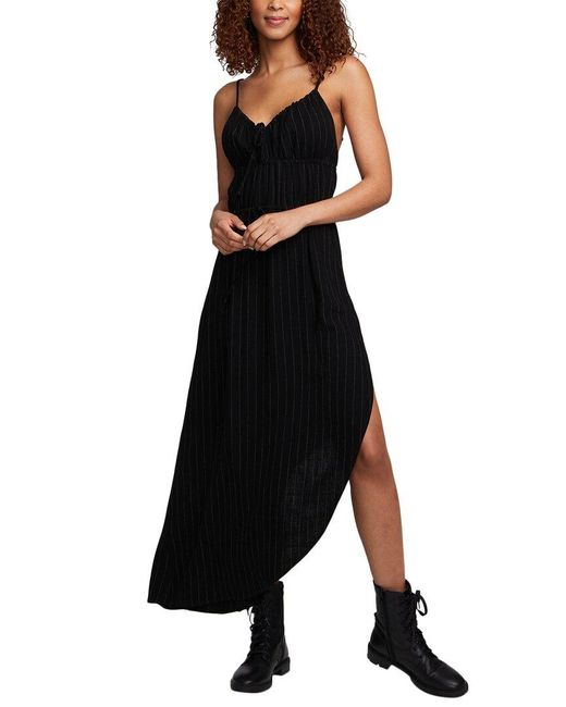 Chaser Brand Black Beverly Pinstripe Shirley Linen-blend Slip Dress