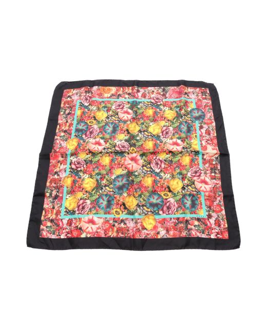 Marni Red Scarf Floral Pattern Silk Multicolor