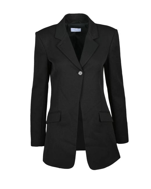 Patrizia Pepe Black Polyester Elastane Long Jacket