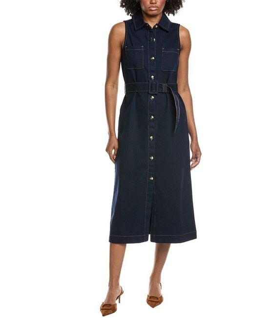 Vince Camuto Blue Solid Midi Dress