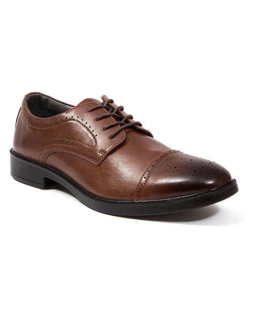 Deer Stags Brown Gramercy Faux Leather Oxfords for men