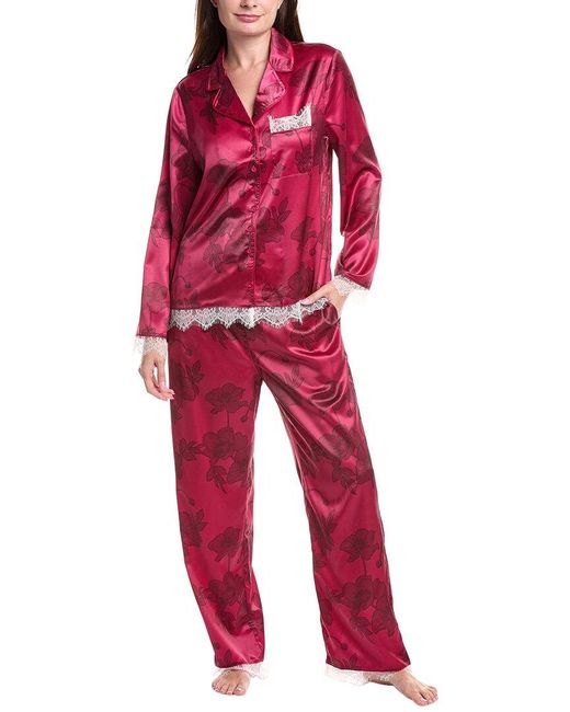 Rachel Parcell Red 2Pc Satin Pajama Set