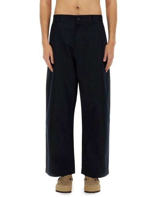 Studio Nicholson Black Relaxed Fit Wide Leg Slim Curved Pants for men