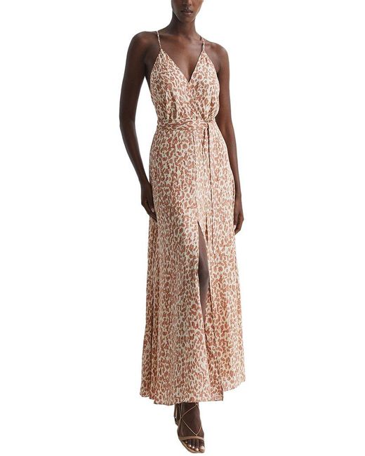 Reiss Brown Izzy Animal Print Occasion Dress
