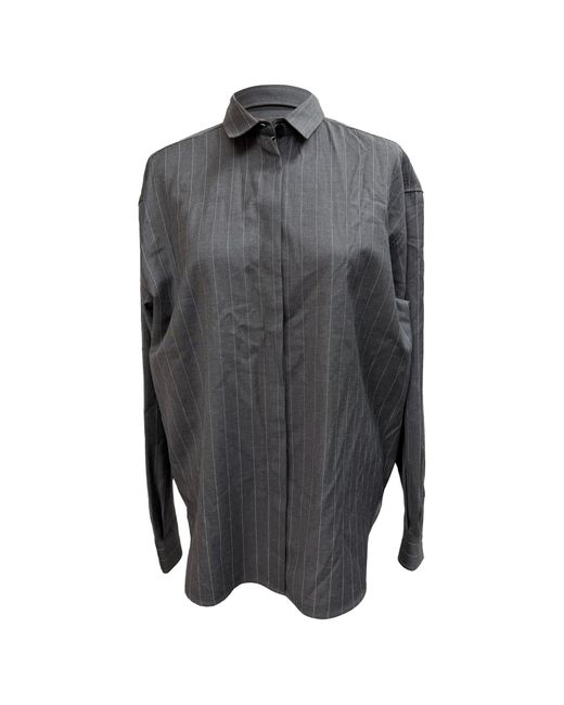 Totême Gray Pinstriped Button-Down Shirt