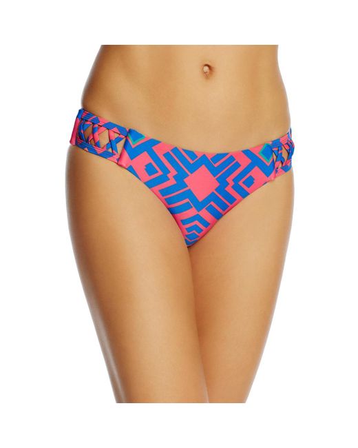 Red Carter Blue Geometric Lattice Swim Bottom Separates
