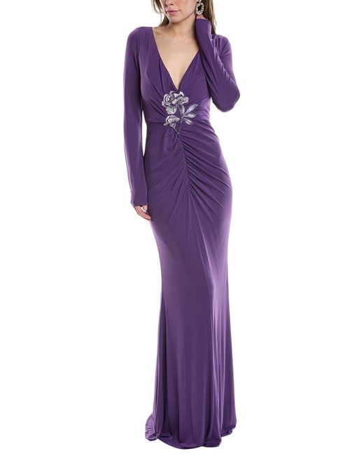 Marchesa Purple Jersey Drape Gown