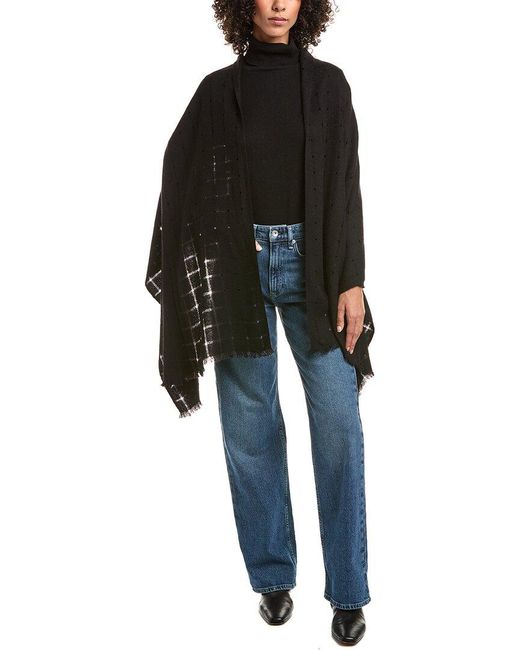 Forte Black Cashmere Open Weave Shawl