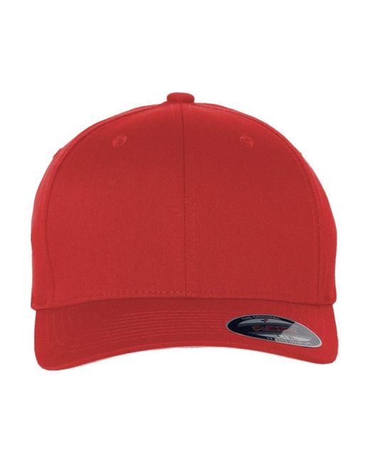 Flexfit Red Cotton Blend Cap for men