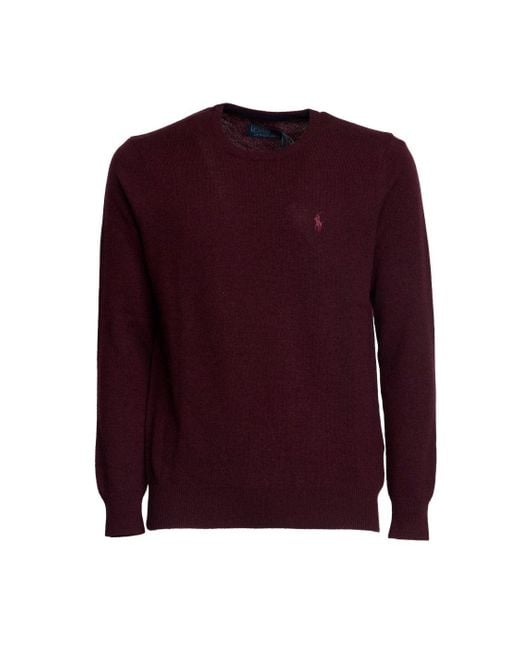 Polo Ralph Lauren Purple Rws Merino Wool Crewneck Sweater for men
