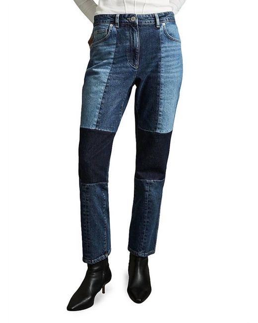 Reiss Blue Birch Patchwork Straight Leg Jean