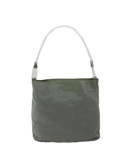 Prada Green Tessuto Canvas Shoulder Bag (pre-owned)