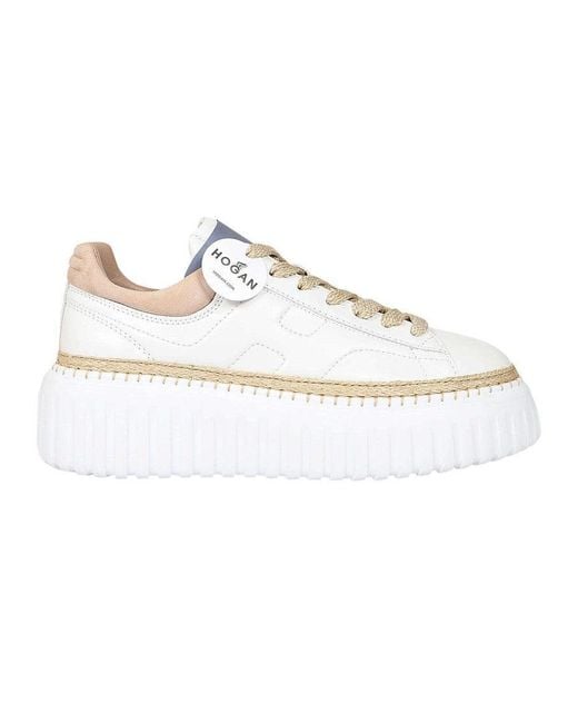 Hogan White H659 Platform Sneakers With Leather Upper