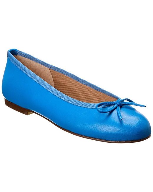 French Sole Blue Emerald Leather Flat