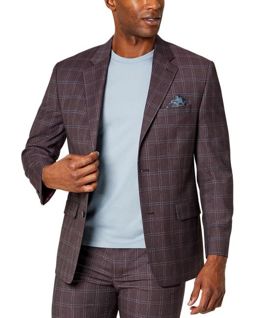 Sean John Blue Classic Fit Window Pane Suit Jacket for men