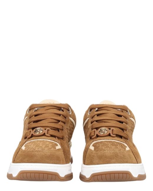 Versace Natural Suede Embossed Sneakers for men