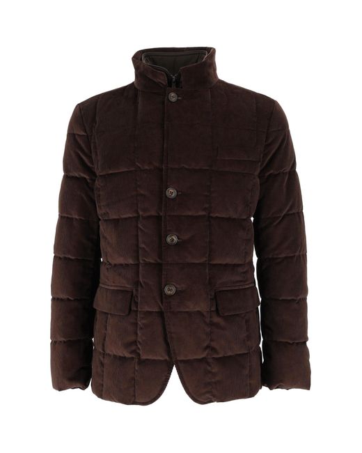 Fay Brown Quilted Down Stand-Up Collar Jacket for men