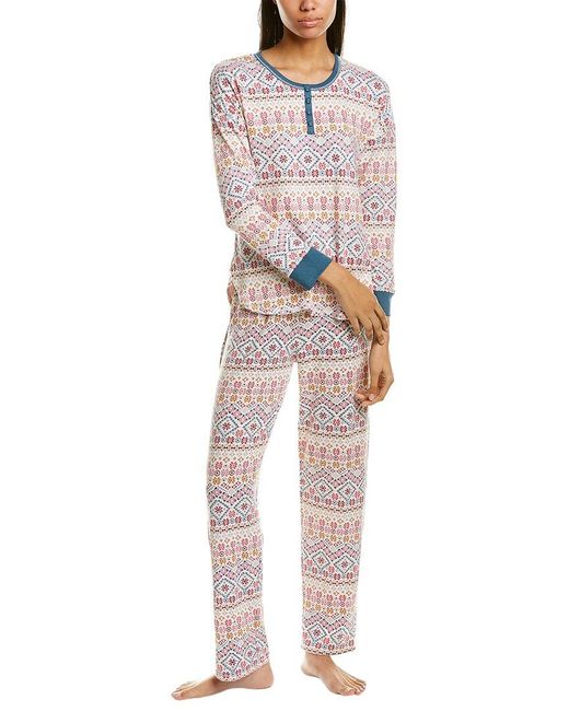 Ellen Tracy Synthetic 3pc Henley Pajama Set in White Lyst