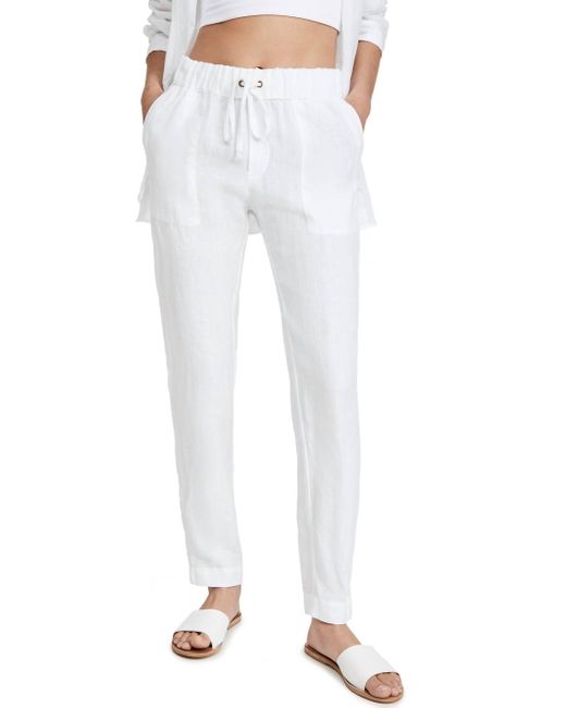 Enza Costa White Supple Canvas Easy Pant