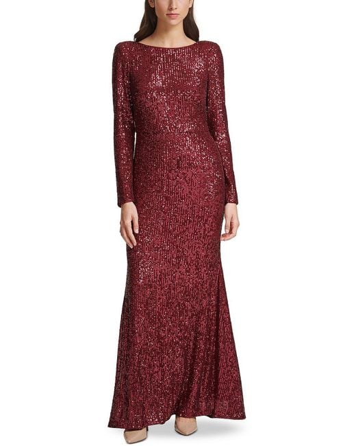 Eliza J Red Sequined Maxi Evening Dress