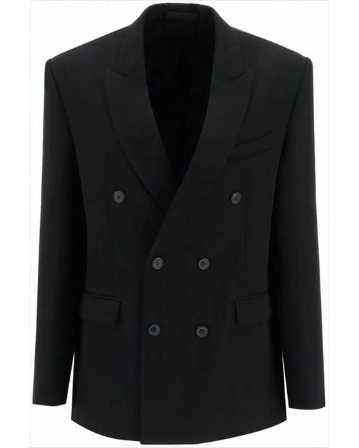 Wardrobe NYC Black Tailored Double-Breasted Suit Jacket With Structured Silhouette