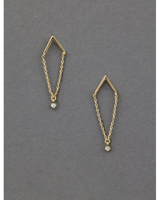 Lucky Brand Gray 14k Gold Plated Chain Stud Earring