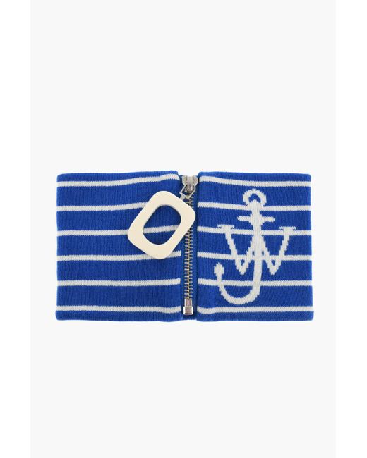 J.W. Anderson Blue J. W.Anderson Striped Wool Snood With Zip Closure