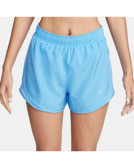 Nike Blue Tempo Shorts Brief-Lined Elastic Waist Activewear Fts559