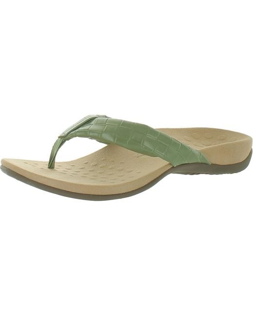 Vionic Green Layne Patent Slip On Thong Sandals