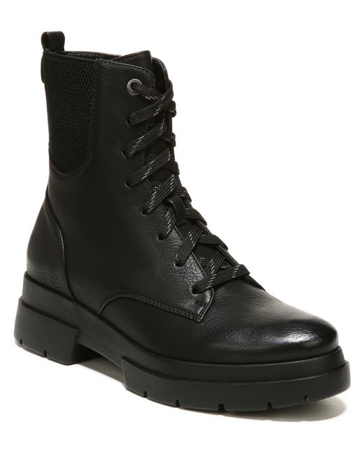 SOUL Naturalizer Black Ozzy Faux Leather Ankle Combat & Lace-up Boots