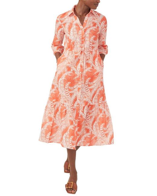 J.McLaughlin Pink J. Mclaughlin Fern Flower Foley Linen-blend Dress