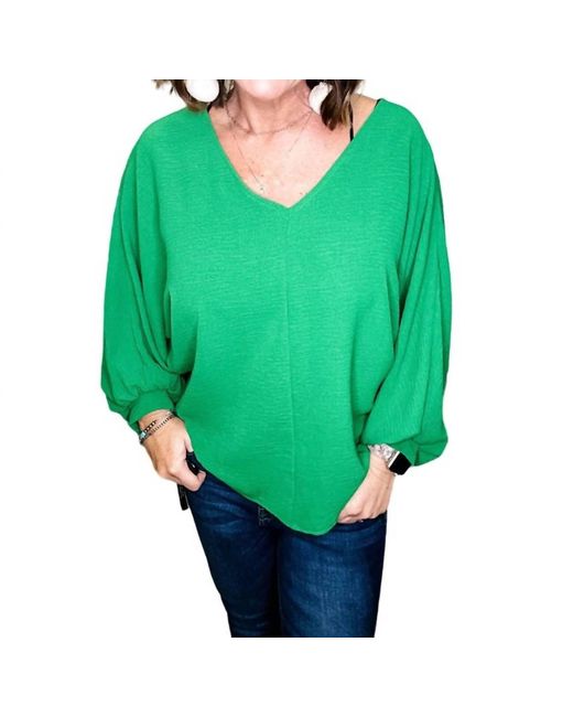 Eesome Green Puff Sleeve Blouse