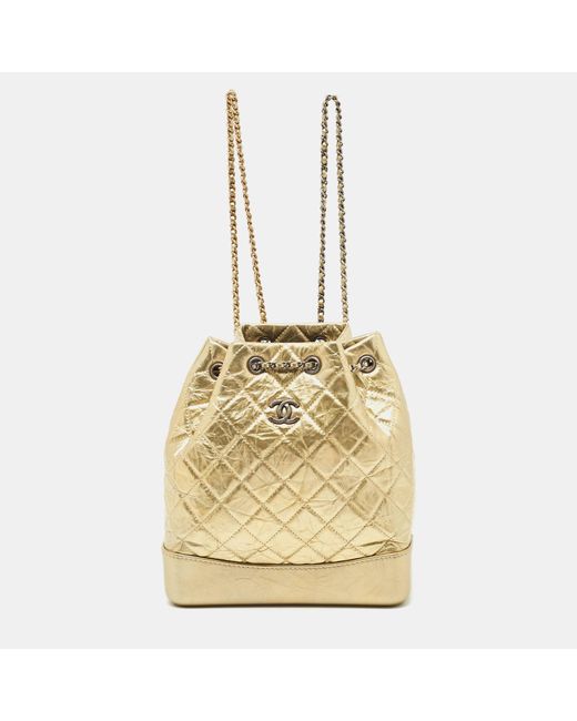 Chanel Metallic Quilted Aged Leather Small Gabrielle Backpack