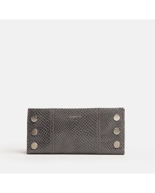 Hammitt Gray 110 North Leather Wallet In Skyline Snake/brushed Silver