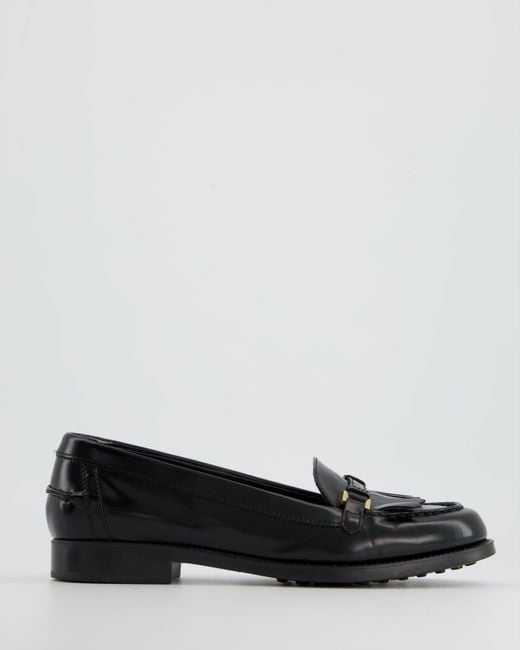 Tod's Black Patent Leather Tassel Buckle Loafer