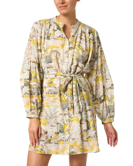 Chufy Yellow Bruna Floral Cotton Silk Shirt Dress