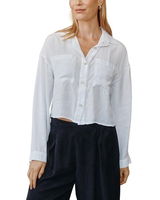 Bella Dahl White Button Down Cropped Shirt