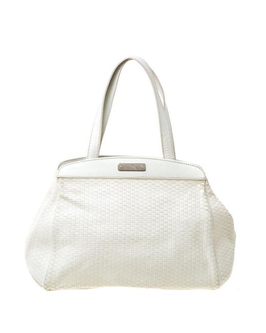 Aigner White Off- Leather Satchel