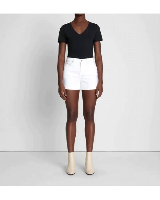 7 For All Mankind White Mid Roll Short