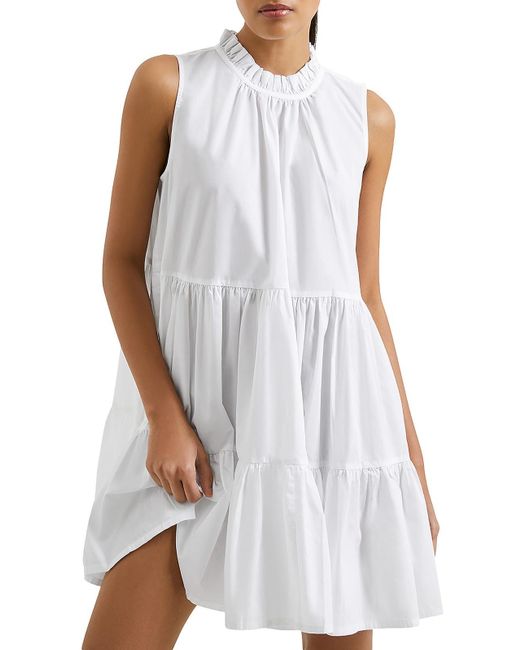 French Connection White Tiered Short Mini Dress