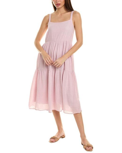 Bella Dahl Pink Tiered Linen-blend Midi Dress
